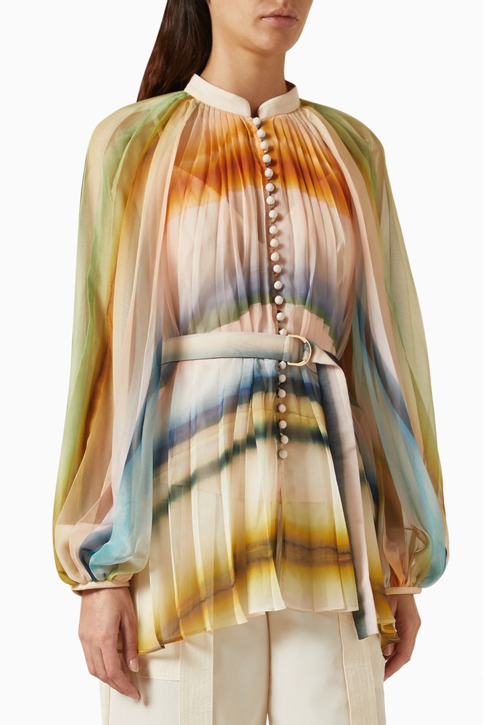 

Astone Watercolor Stripe Blouse in Polyester, Multicolour