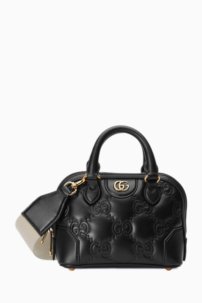 

GG Logo Tote Bag in Matelassé Leather, Black
