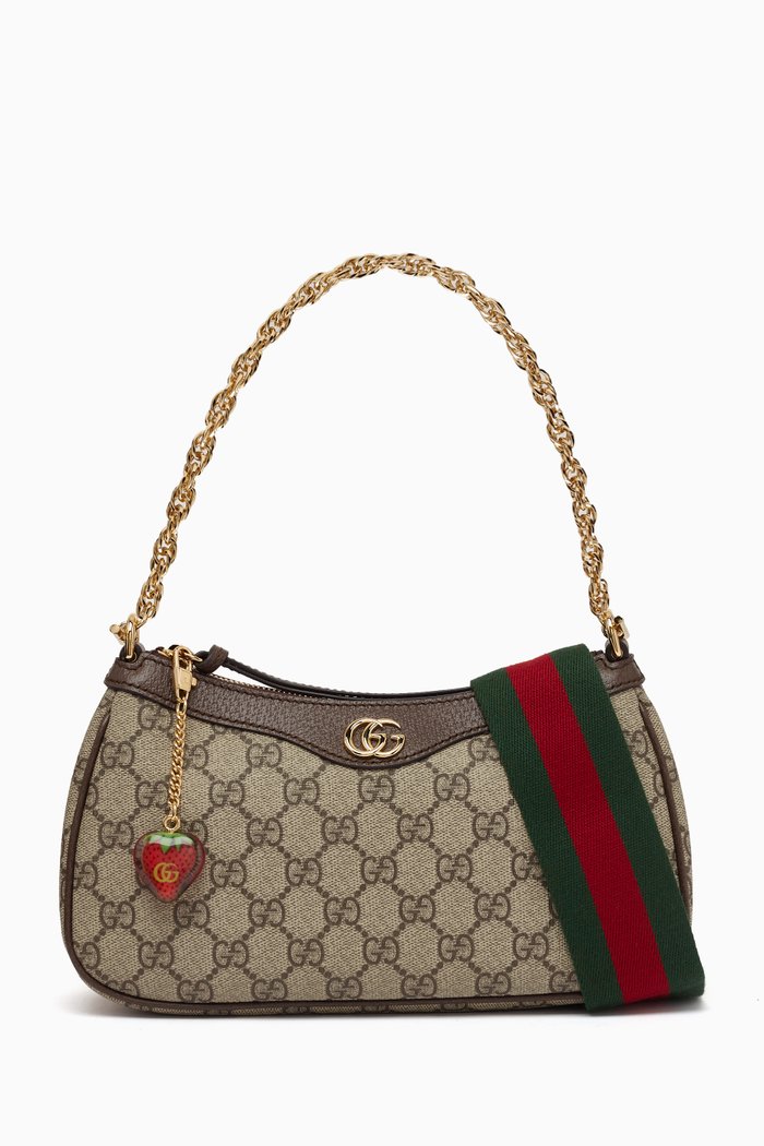 

Small Ophidia Shoulder Bag in GG Supreme Canvas, Brown