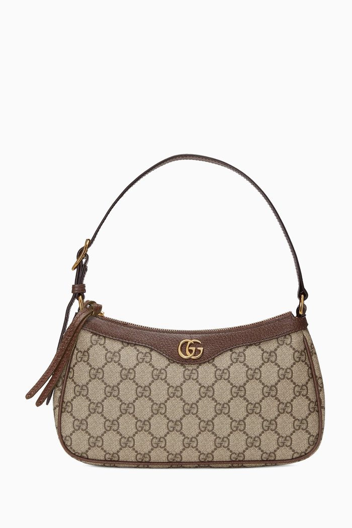 

Ophidia Small Shoulder Bag in GG Supreme Canvas, Brown