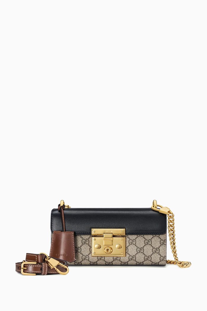 

Small Padlock Shoulder Bag in GG Supreme Canvas, Black