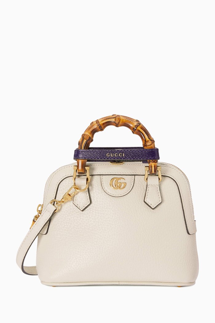

Mini Diana Tote Bag in Leather, White