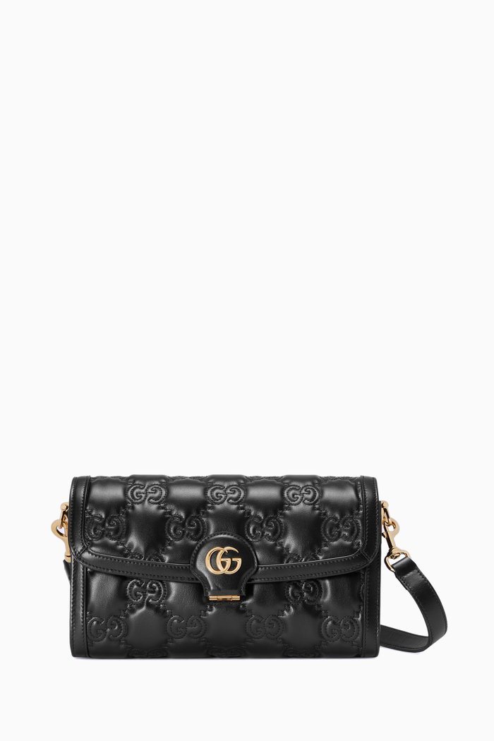

GG Logo Crossbody Bag in Matelassé Leather, Black