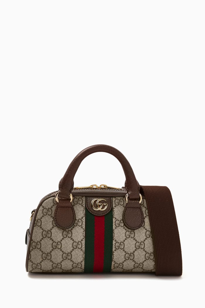Mini Ophidia Top-handle Bag in GG Supreme Canvas, Brown