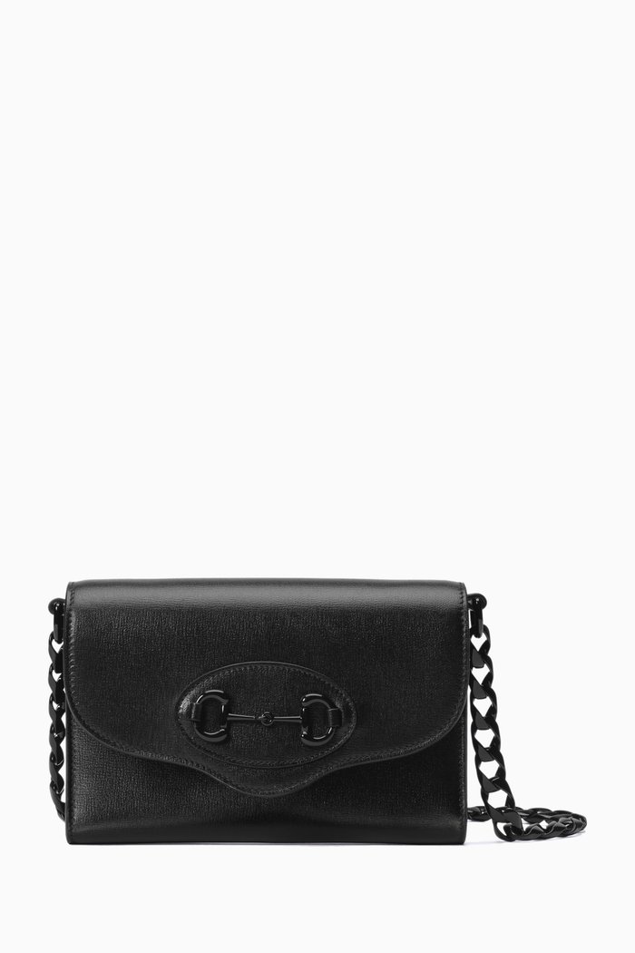 

Small Gucci 1955 Horsebit Crossbody Bag in Leather, Black