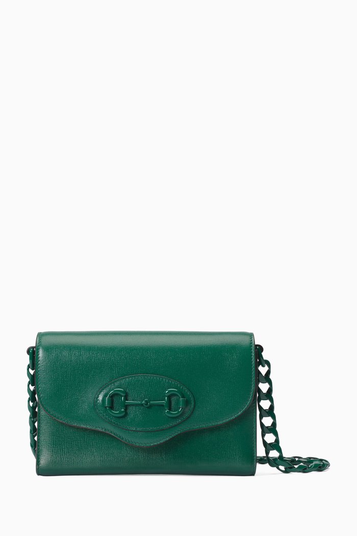 

Small Gucci 1955 Horsebit Crossbody Bag in Leather, Green