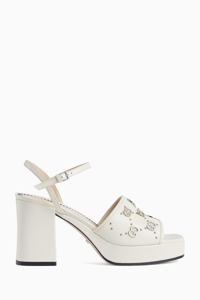 

Janaya Interlocking G Studs 85 Platform Sandals in Leather, White