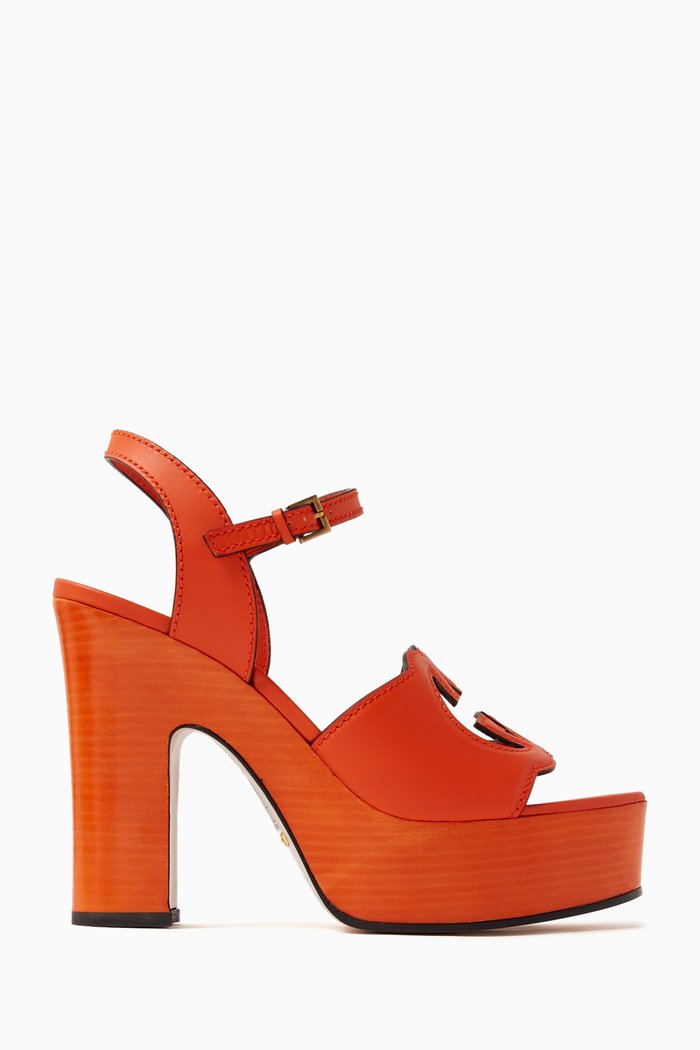 

Interlock G Sandals in Leather, Orange