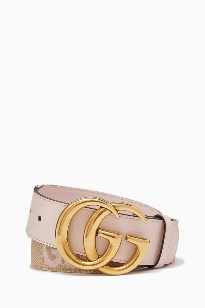 

Marmont GG Wide Belt in Supreme Canvas & Leather, Pink