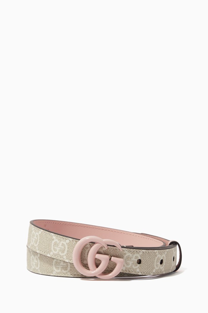 GG Supreme Marmont Thin Belt in Coated-canvas, Pink