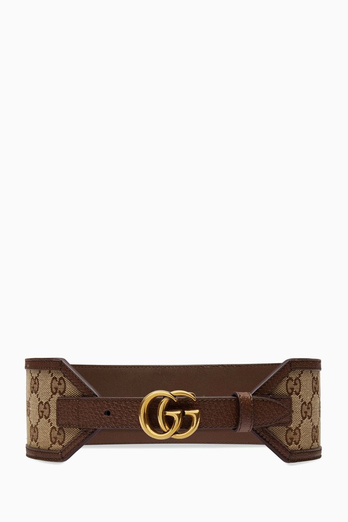 

Wide Waist Belt in GG Supreme Canvas, Brown