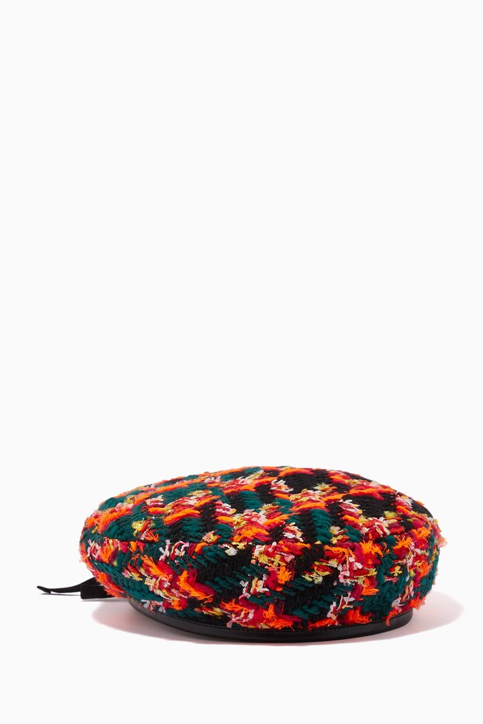 

Beret in Check Lamé Tweed, Pink