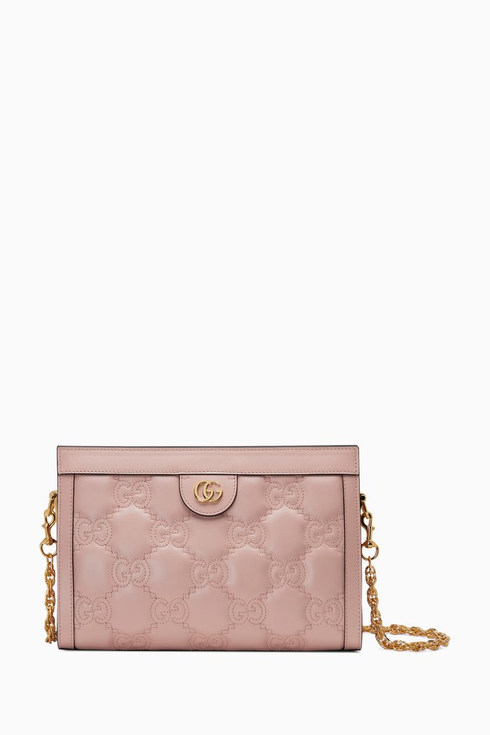 Small GG Matelasse Embossed Crossbody Bag in Leather, Pink
