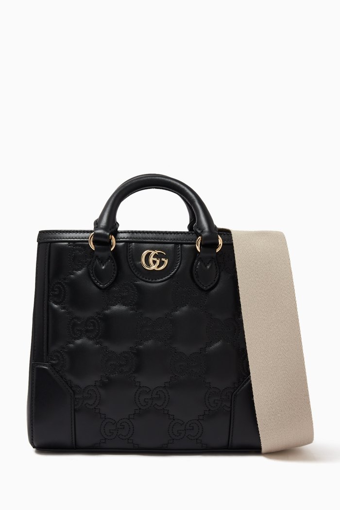 

Mini GG Matelasse Embossed Tote Bag in Leather, Black