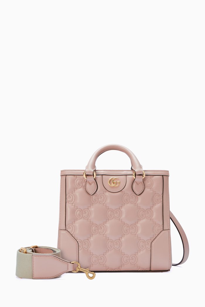 

Mini GG Matelasse Embossed Tote Bag in Leather, Pink