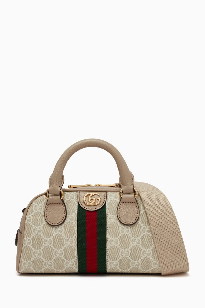 

Mini Ophidia Crossbody Bag in Supreme Canvas, Neutral