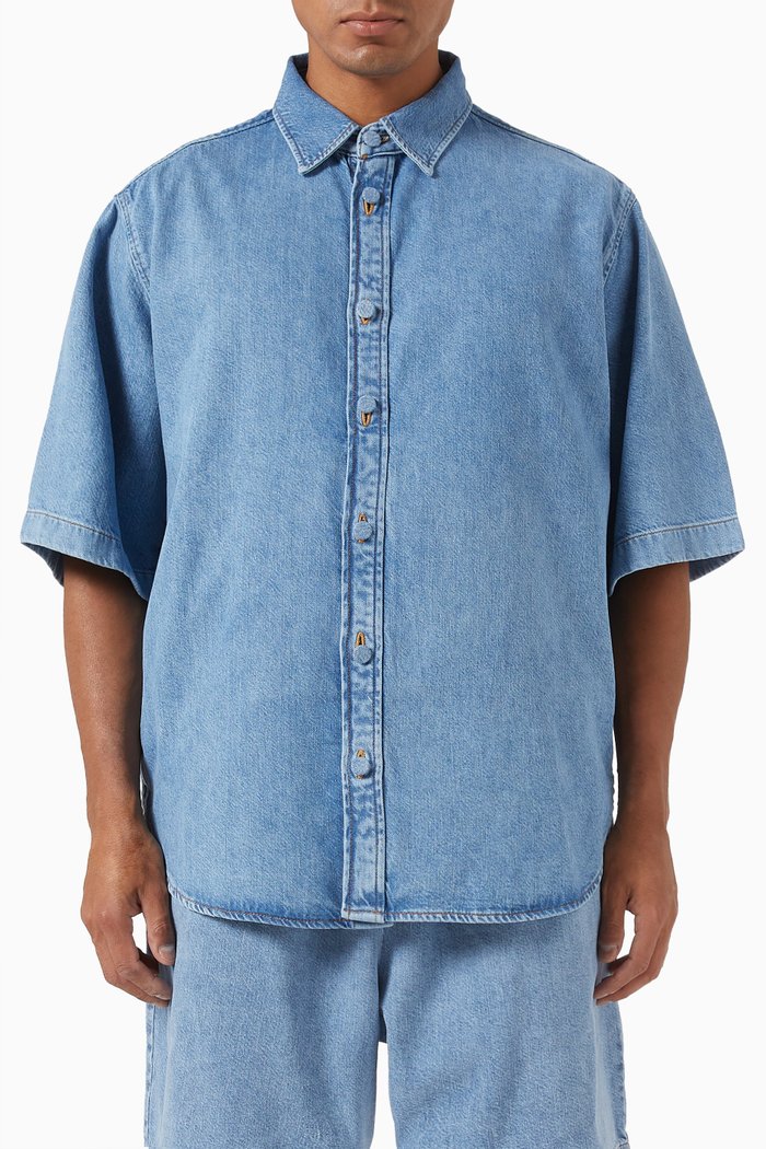 

Button-up Shirt in Denim, Blue