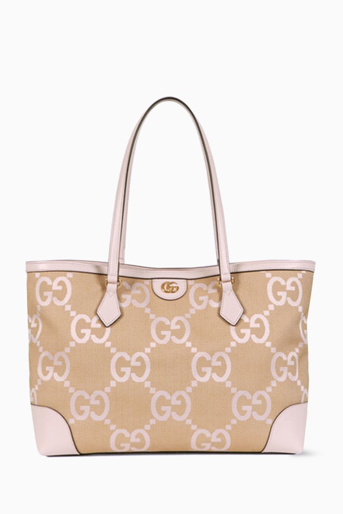

Ophidia Jumbo GG Medium Tote Bag in Canvas, Neutral