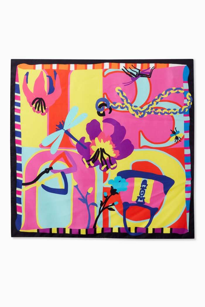 

Guccissimo Print Carré Scarf in Silk Twill, Multicolour