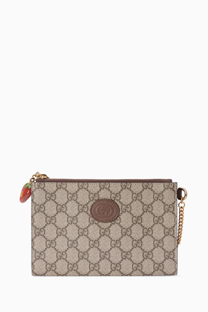 

Double G-print Wrist Wallet in Canvas & Leather, Neutral