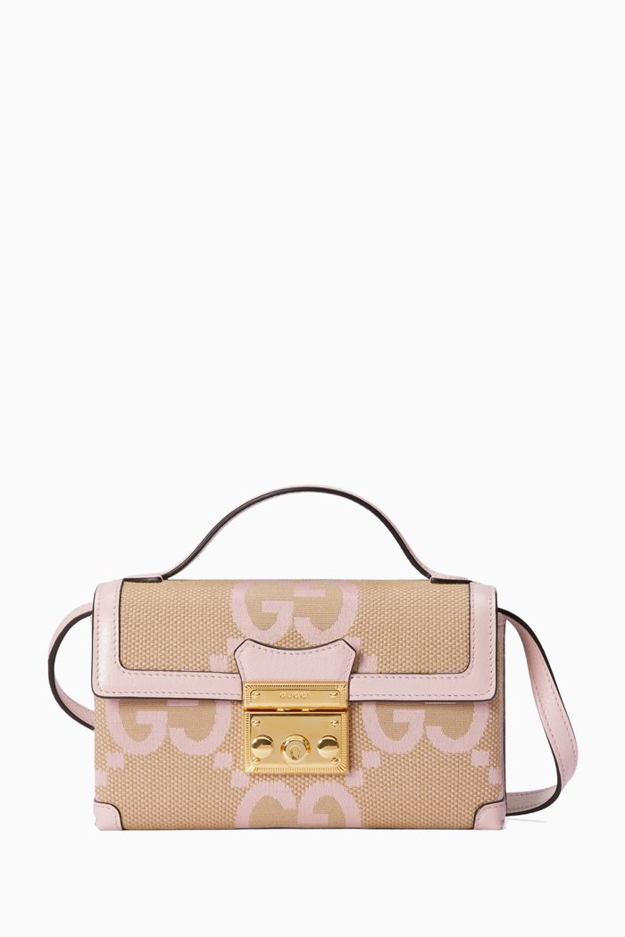 

Mini Padlock Shoulder Bag in GG Canvas, Pink