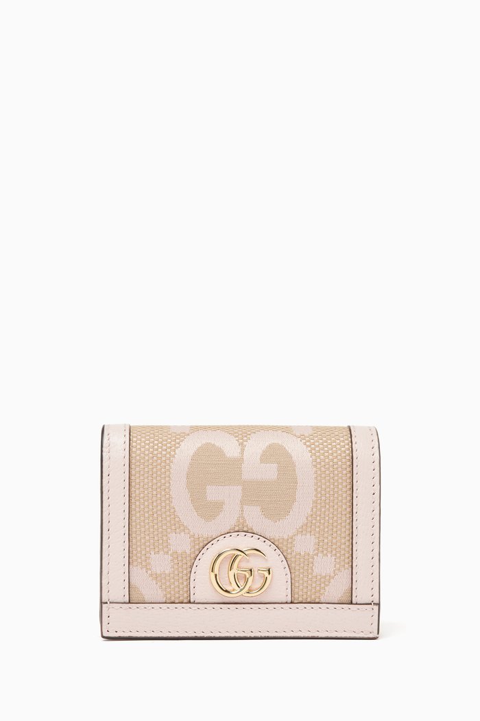 Ophidia Jumbo GG Card Case in Leather, Pink