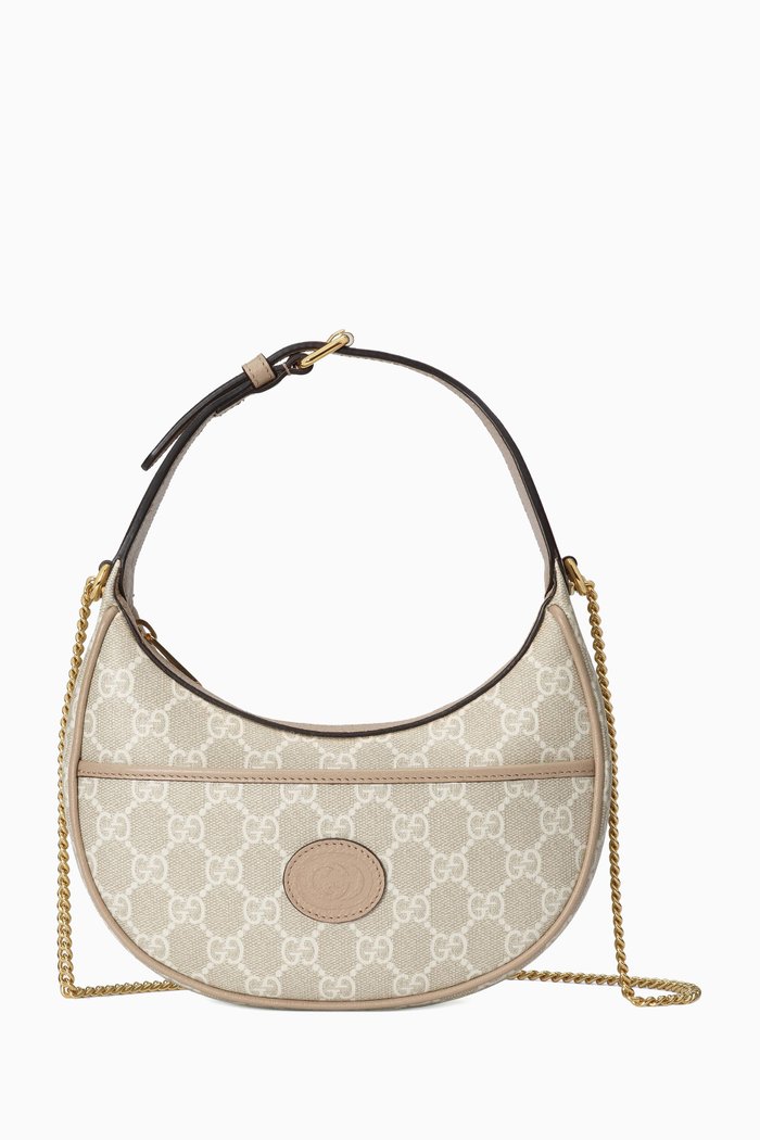 

Mini Crescent Chain Wallet in Supreme Canvas, Neutral