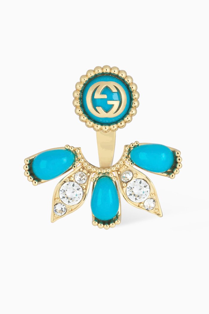 

Interlocking G Single Earring in Brass, Blue