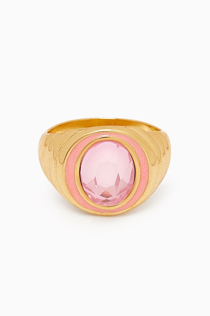 

Dreamy Crystal Ring in 18kt Gold Plated, Pink