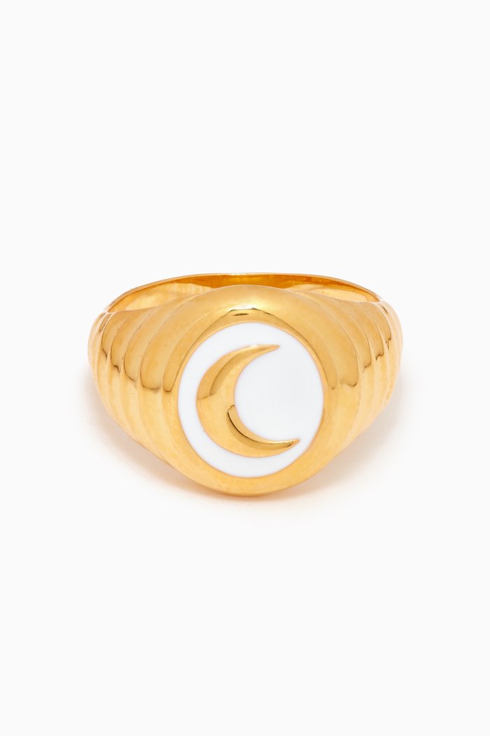 

Moon Child Enamel Ring in 18kt Gold Vermeil, White