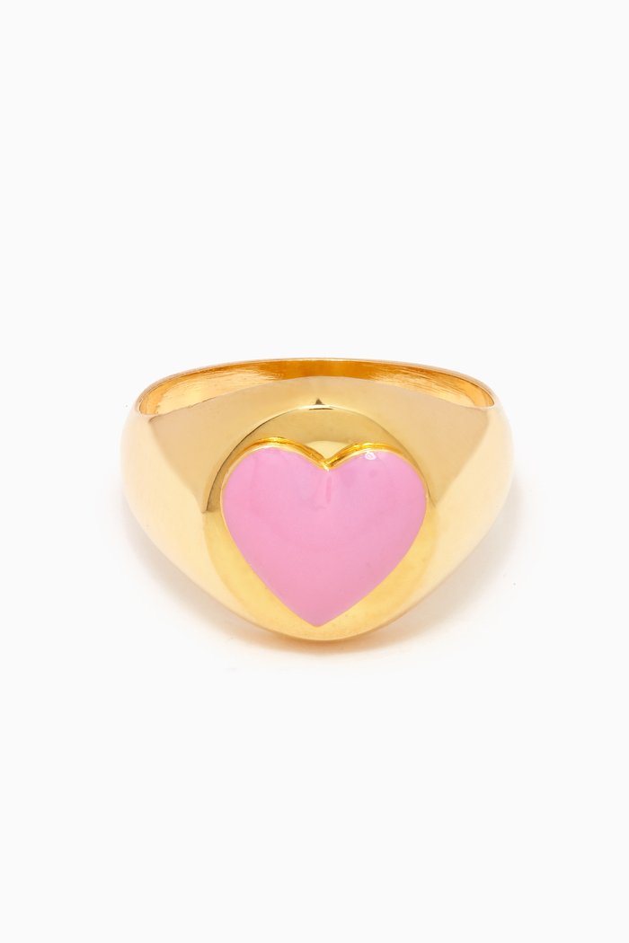 

Heart Enamel Ring in 18kt Gold Vermeil, Pink