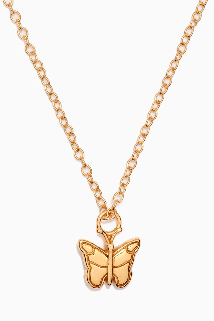 

Butterfly Charm Pendant Necklace in 18kt Recycled Gold-plated Metal