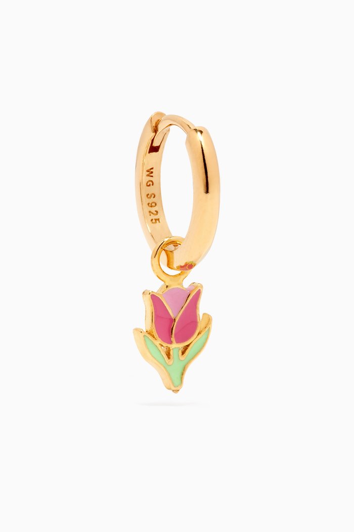 

Tulip Enamel Single Earring in 18kt Gold-plated Sterling Silver, Pink