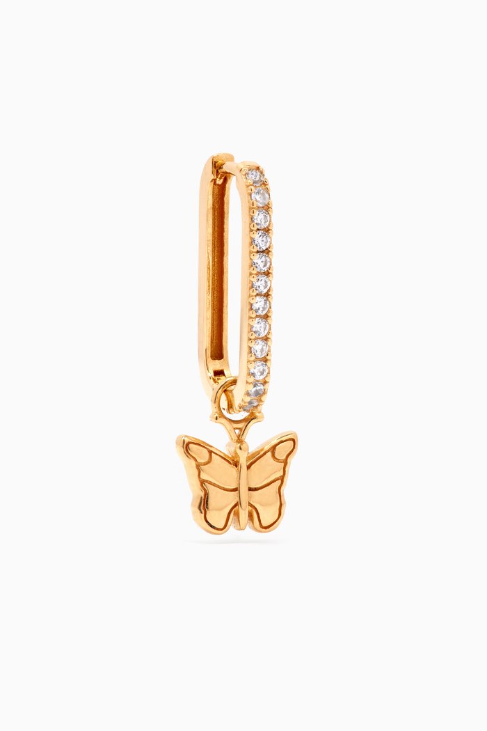 

Butterfly Crystal Hoop Single Earring in 18kt Gold-plated Sterling Silver