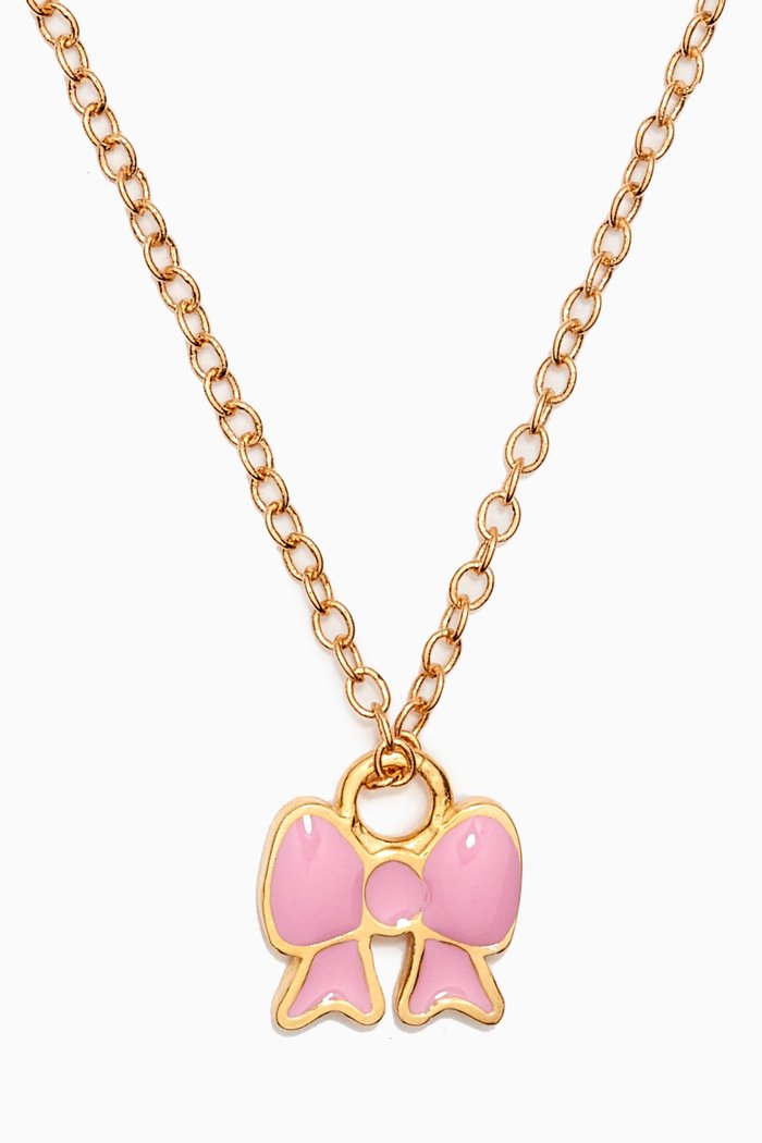 Minnie Petite Bow Necklace in 18kt Recycled Gold-plated Metal, Pink