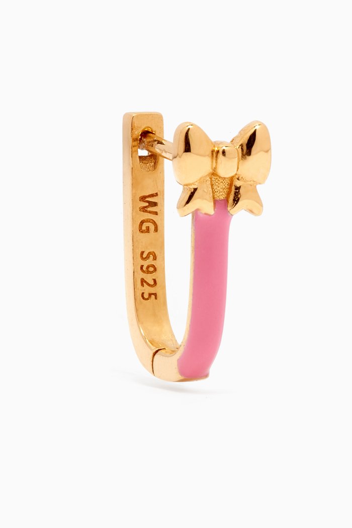 

Fairy Bow Hoop Single Earring in 18kt Gold-plated Sterling Silver, Pink