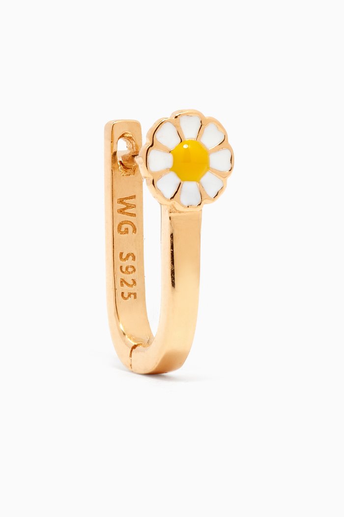 Fairy Daisy Hoop Single Earring in 18kt Gold-plated Sterling Silver, White