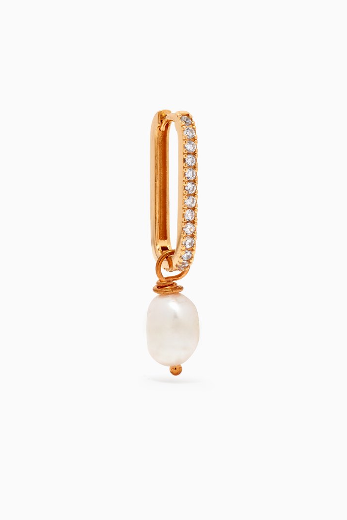 

Lolita Crystal Hoop Single Earring in 18kt Gold-plated Sterling Silver, White