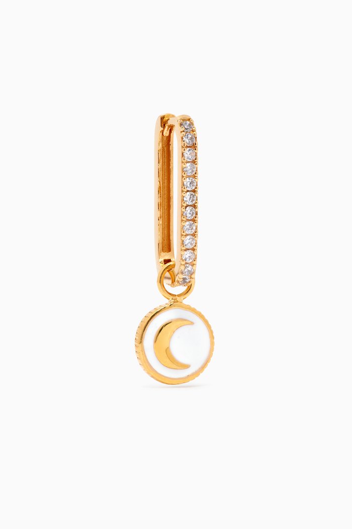 

Cosmic Crystal Hoop Single Earring in 18kt Gold-plated Sterling Silver, White