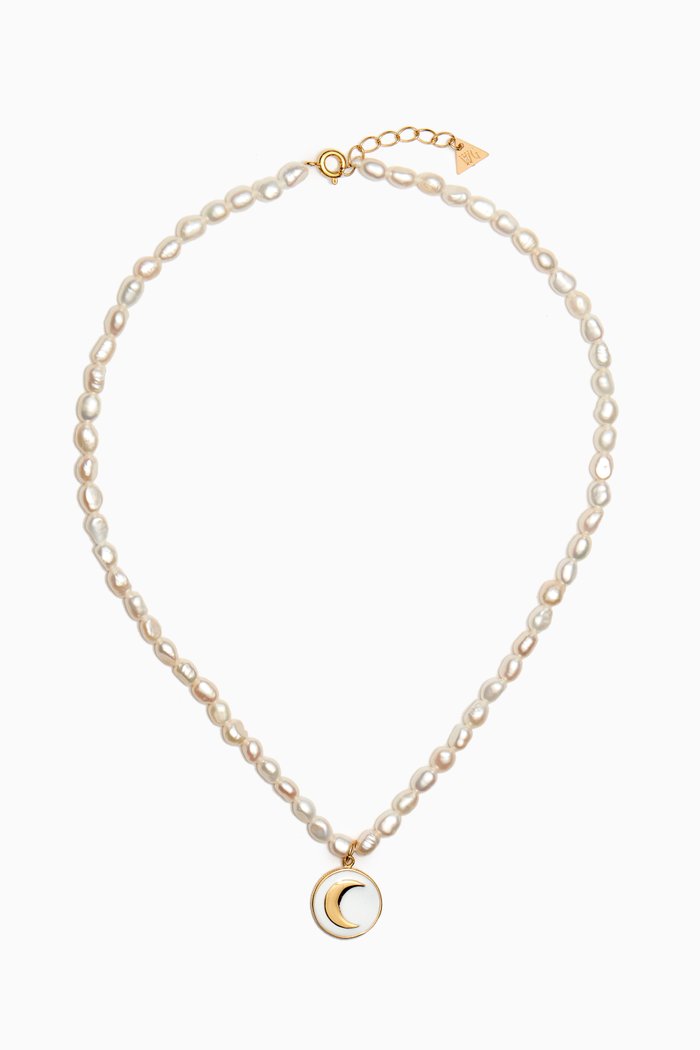 

Cosmic Sparkle Reversible Charm Necklace in 18kt Gold-plated Sterling Silver, White