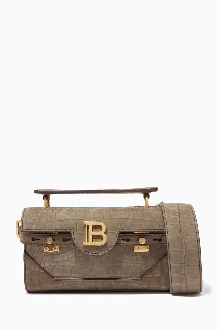 

B-Buzz 19 Bag in Croc-embossed Leather, Grey