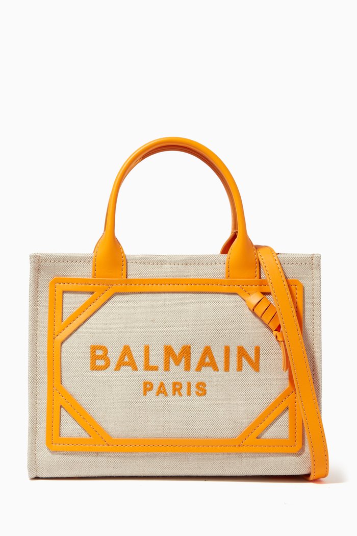 

B-Army Small Shopping Bag in Canvas & Leather, Yellow