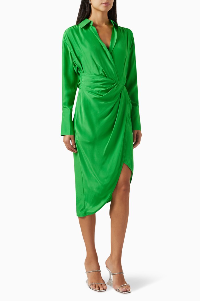 

Puno Midi Dress in Silk, Green