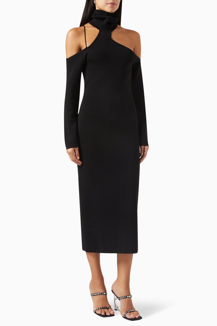 

Toris Midi Dress in Rayon Knit, Black