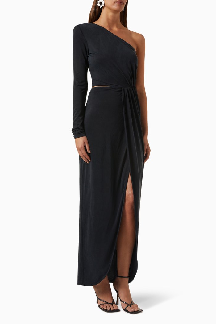 

Suani Asymmetric Maxi Dress in Curpo, Black