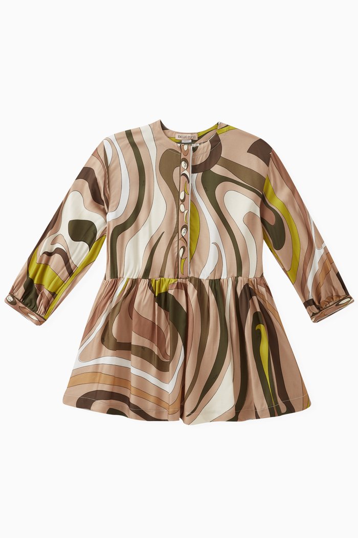 

Marmo-print Dress in Viscose, Brown