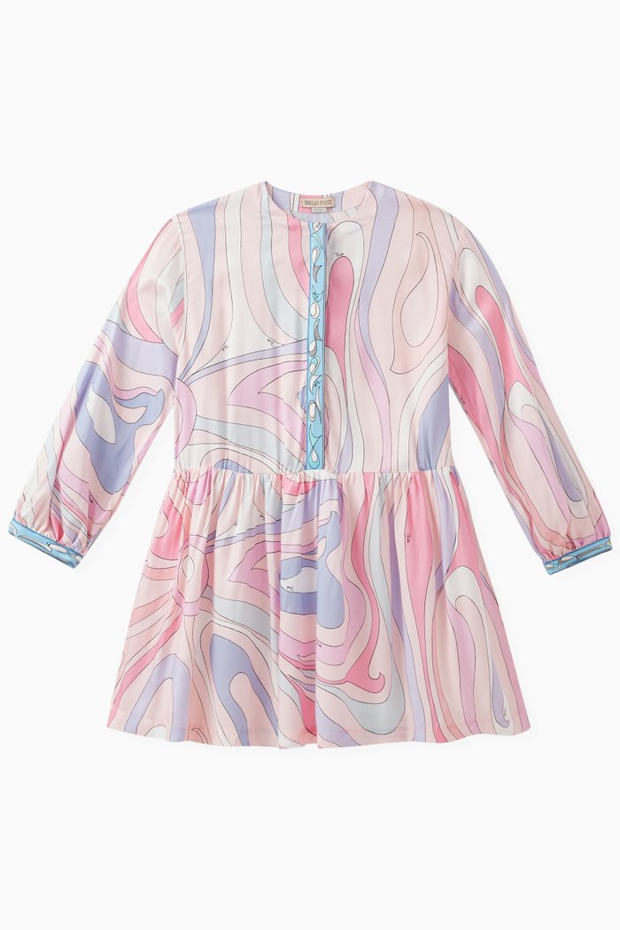 

Marmo-print Dress in Viscose, Pink