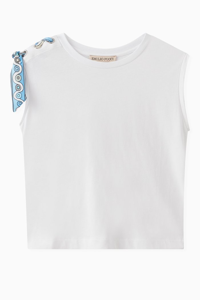 

Pesci Print T-shirt in Organic Cotton Jersey, White