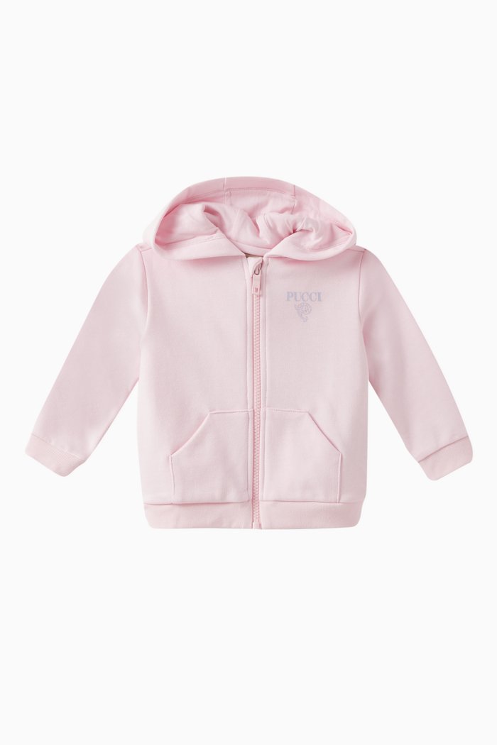 

Logo Print Hoodie in Cotton, Pink