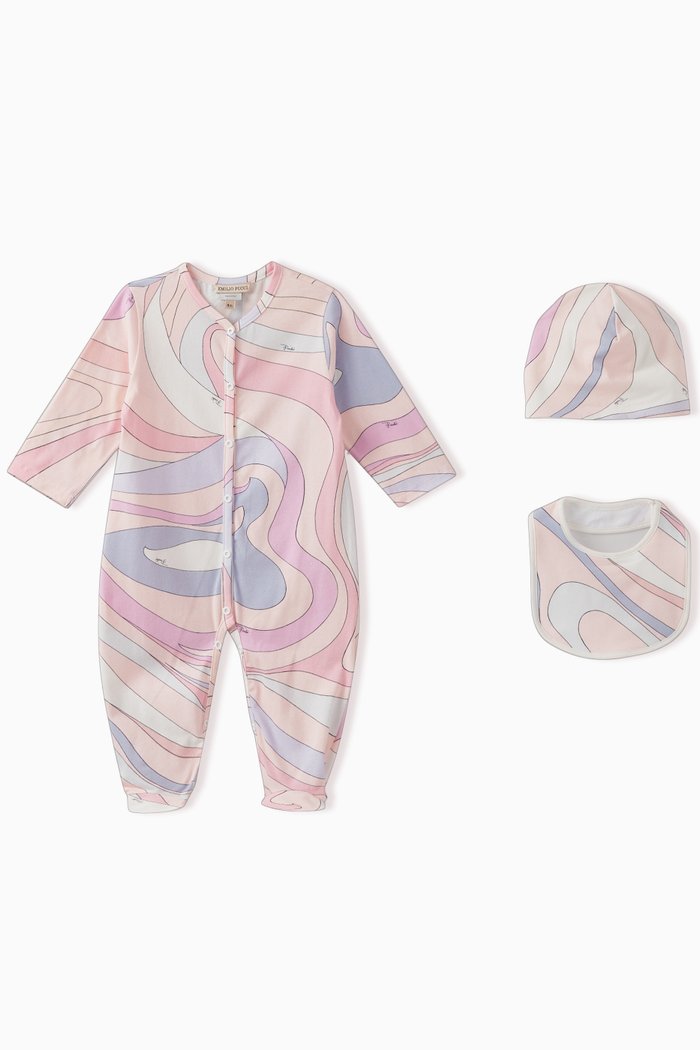 

Bodysuit, Bib and Beanie Gift Set in Cotton Blend, Pink